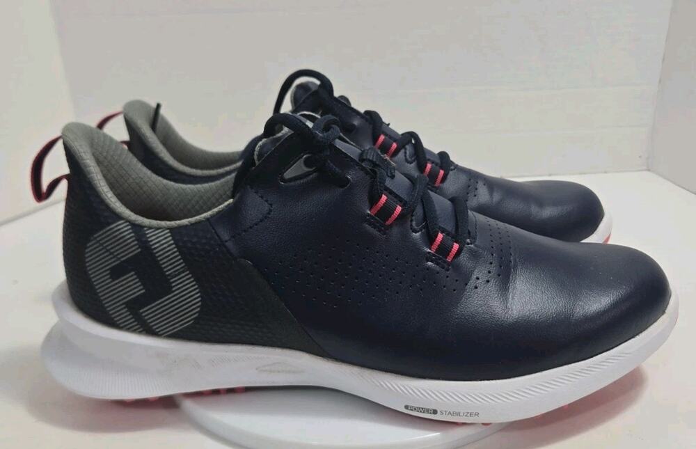FootJoy FJ Fuel Golf Shoes Womens 9.5 Navy Leather Spikeless Comfort Lace Up